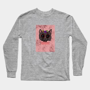 Funky Cat with flower crown Long Sleeve T-Shirt